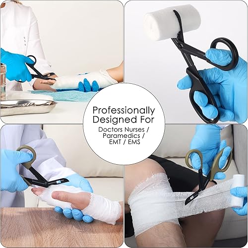 Miniatura 3 de GRICARE Tijeras médicas para trauma, 7.5 pulgadas, con revestimiento de titanio prémium con cuchillas antiadherentes, tijeras quirúrgicas para