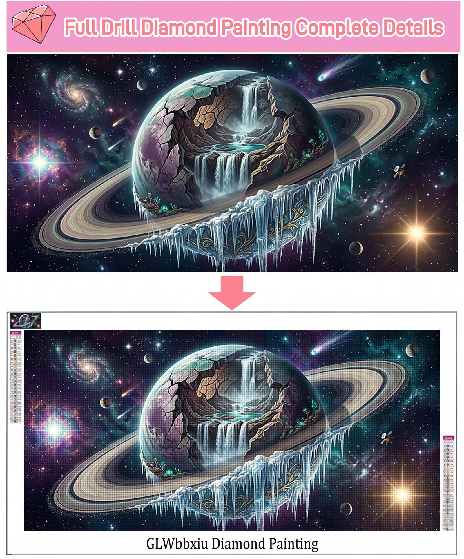 Diamond Painting Universum Diamond Painting Erwachsene Groß XXL Sternenhimmel, 5D Full Runder Drill Diamanten Malen Nach Zahlen, DIY Set Kreativ Set für Erwachsene Home Decor Wanddeko 60x120cm,Cod-859