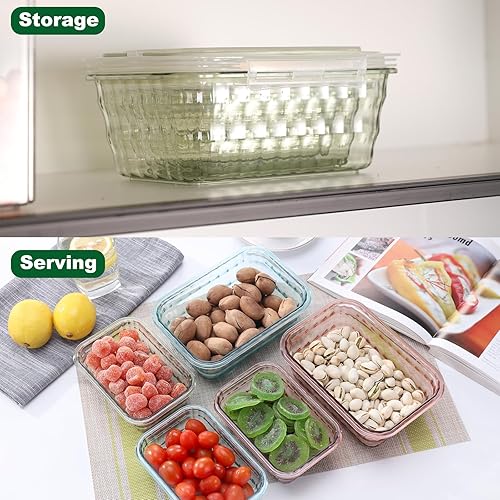 Miniatura 6 de Juego de 3 recipientes de almacenamiento de alimentos, cuencos de ensalada sin BPA con tapas, contenedor de almuerzo para ensalada con asa,