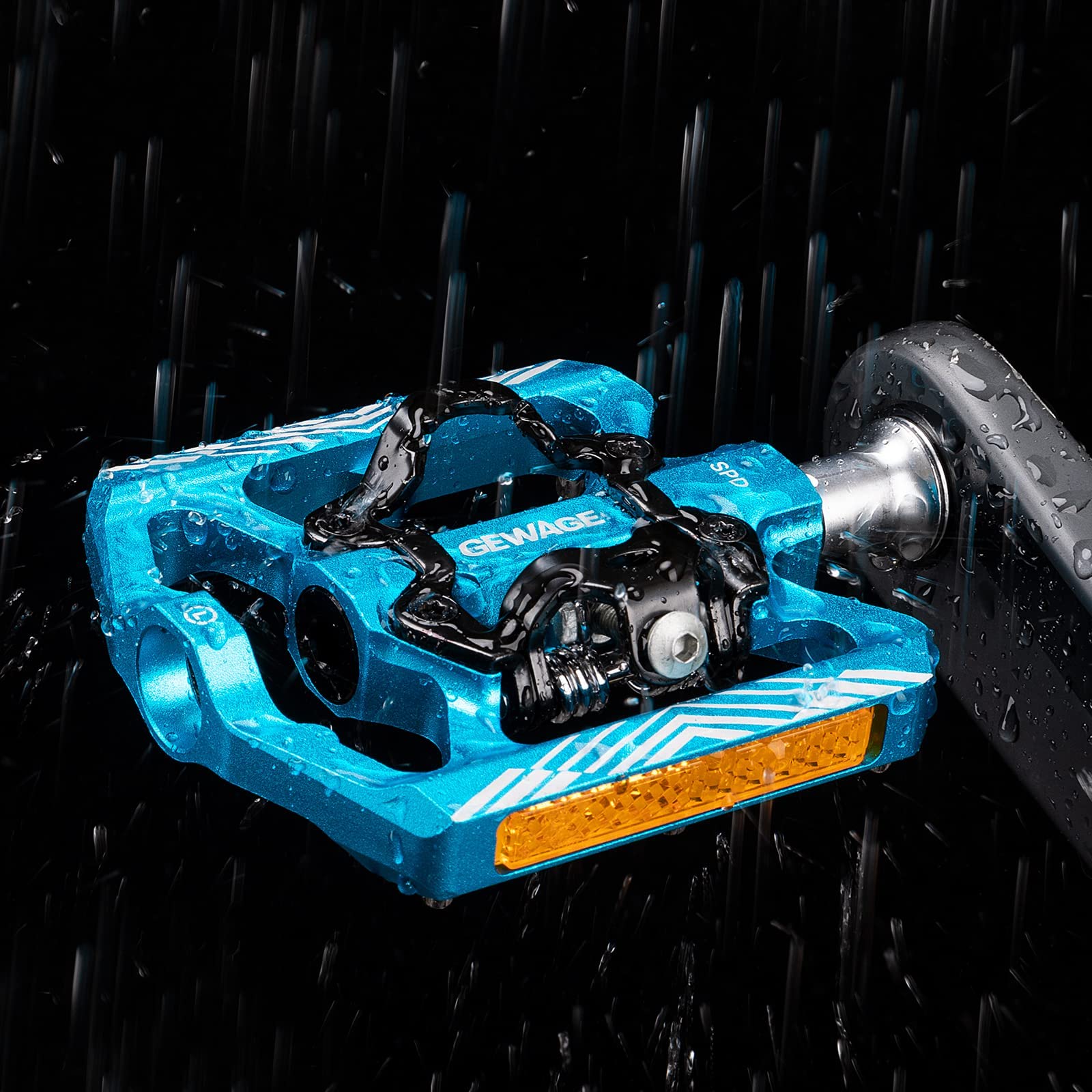 GEWAGE Pedali a scatto, 2 in 1, a doppia funzione, piatti e pedali a scatto con riflettore per SPD, gambo in cromo da 9/16", per mountain bike, bici da corsa ed e-bike