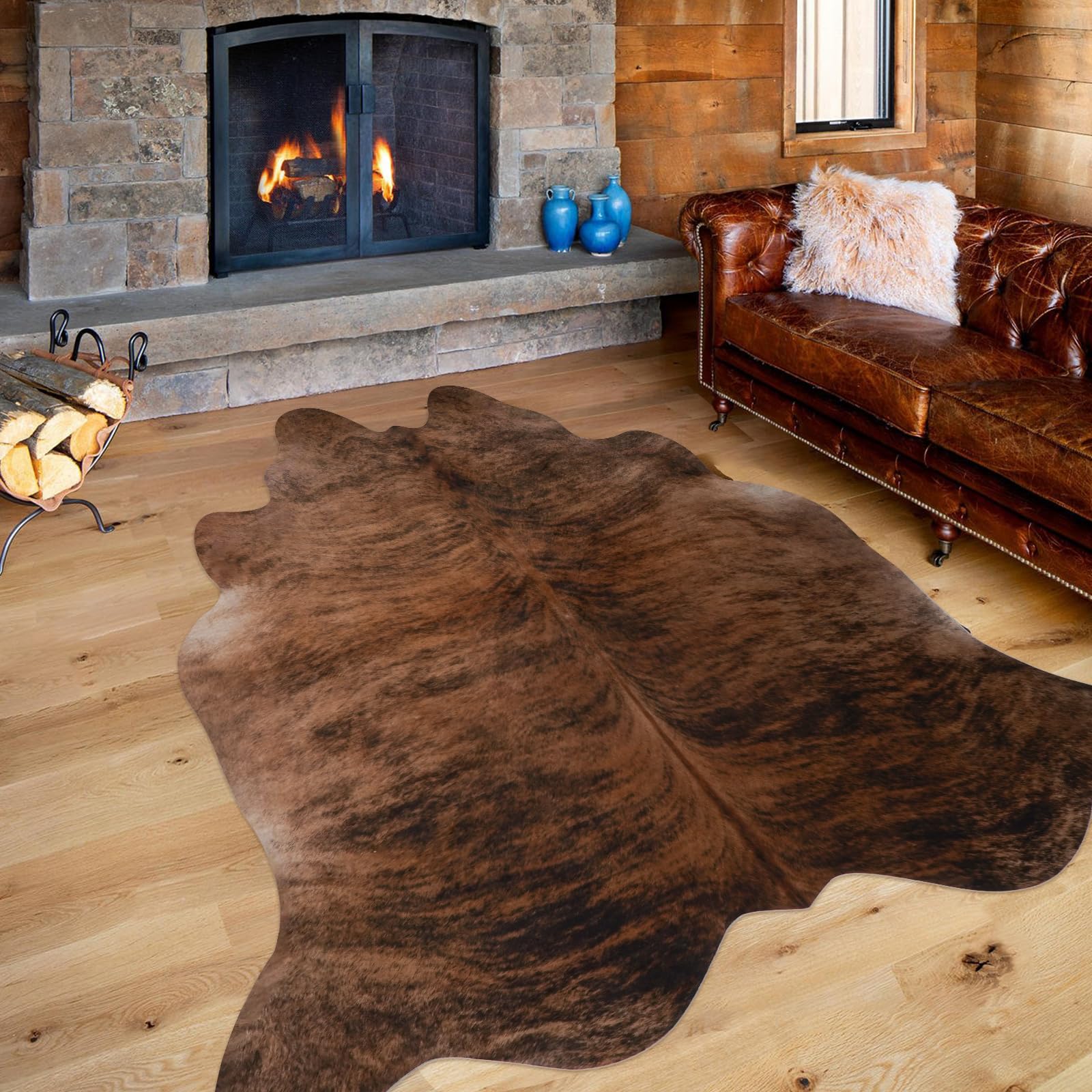 Tappeto in finta pelle bovina, con stampa di mucca, tappeto occidentale, tappeto con stampa di simpatici animali, per soggiorno/camera da letto (L(150 x 190 cm)