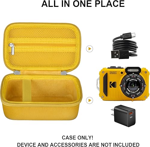 Miniatura 8 de Supmay Funda protectora rígida para cámara digital Kodak PIXPRO WPZ2, resistente e impermeable, funda de viaje con bolsillo de malla con cremallera