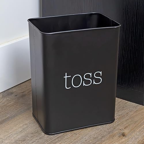 Miniatura 2 de AuldHome Farmhouse - Papelera esmaltada, color negro, 10.2 pulgadas de alto, 8.25 pulgadas de ancho, 6 pulgadas de profundidad, capacidad de 2