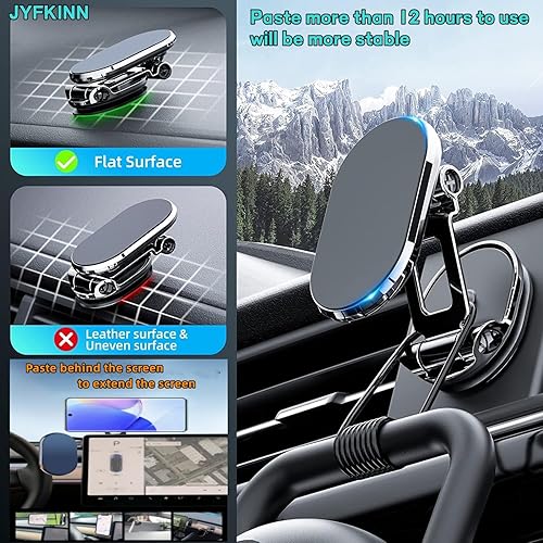 Miniatura 4 de Paquete de 2 soportes magnéticos para teléfono para automóvil, plegables con rotación de 360, adecuados para todos los teléfonos inteligentes