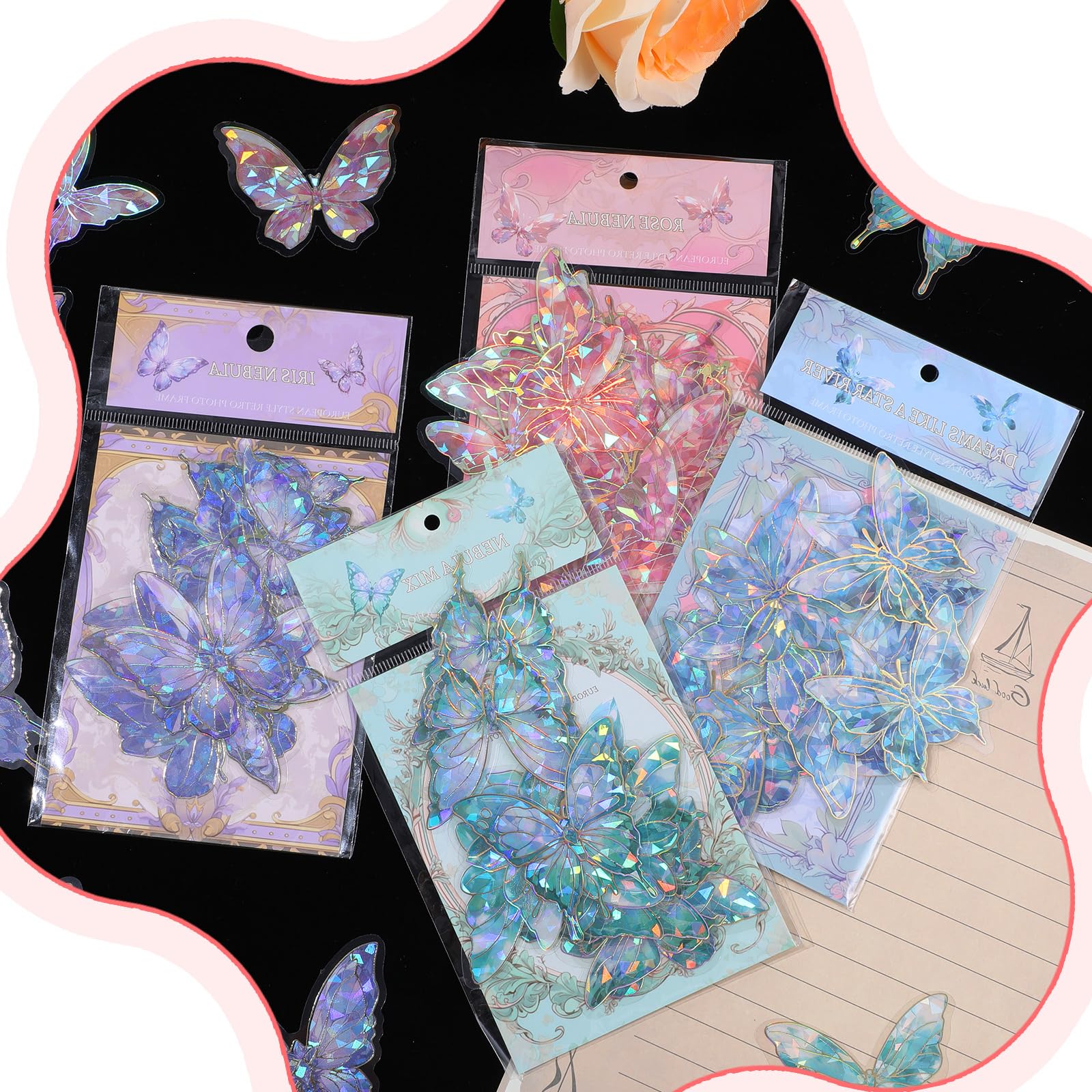 80pcs 3D Holographic Butterfly Stickers Self-Adhesive PVC Butterfly Stickers Decals for Junk Journal Bullet Scrapbook Journals Planners Laptops Paper Crafts - Image 7