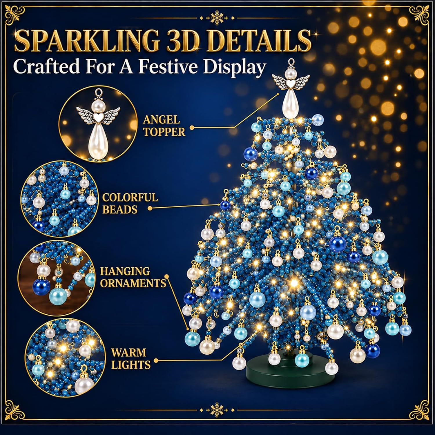 DIY Beaded Christmas Tree Kit with Lights Christmas Decorations