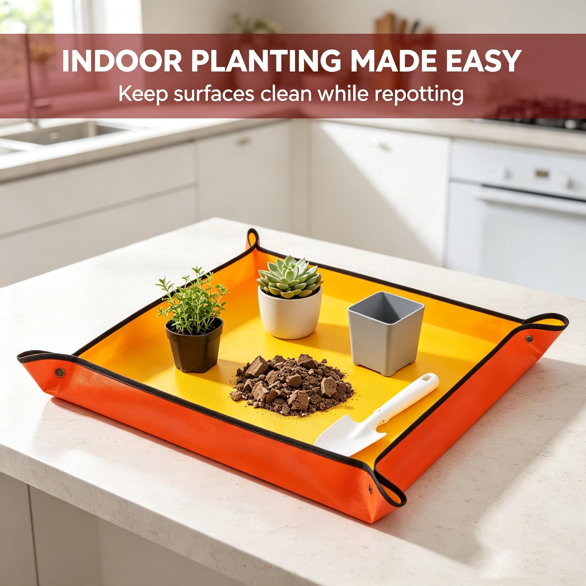3Packs Repotting Mat, 26.8x26.8 Inch Thickened High Density PE Waterproof — Amazon image 4