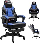 Shintenchi Chaise de jeu, chaise d'ordinateur avec repose-pieds et support Lombaire, chaise de jeu vidéo réglable en hauteur, chaise informatique de style Racing avec siège pivotant à 360° et appuie-tête (Grey)