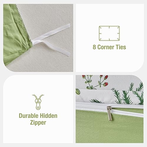 Miniatura 5 de Lekesky Juego de funda de edredón de algodón tamaño Queen, 100% algodón, reversible, con cremallera, suave y transpirable, juego de ropa de cama