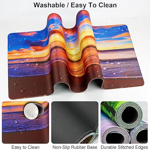 Miniatura 3 de Reposamuñecas para teclado + alfombrilla para mouse con soporte para muñeca + alfombrilla de escritorio + posavasos 4 en 1, alfombrilla de mouse XXL