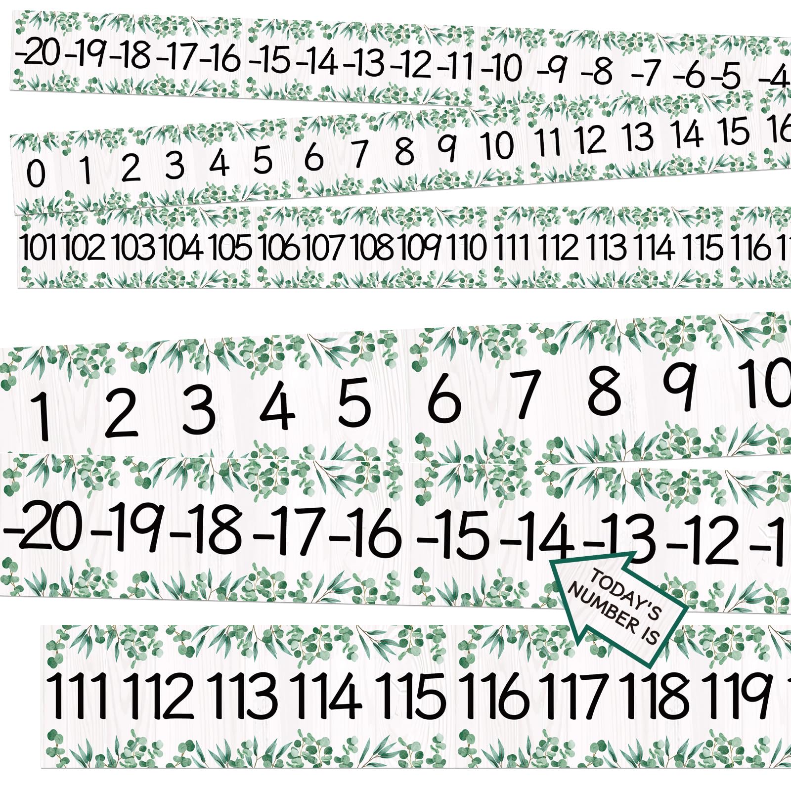 COCHIE Boho Number Line Bulletin Board Border - 20 to 120 Classroom Decorations for Wall Total 34ft, Math Number Lines Border Strips Learning Poster