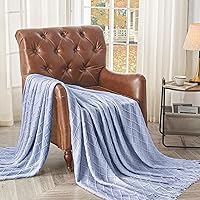 Vista 190 de inhand Knitted Throw Blankets for Couch and Bed, Soft Cozy Knit Blanket with Tassel, Black Lightweight Decorative Blankets and Throws, Farmhouse