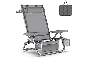 ICECO Bora Folding Beach Chairs, High Back Beach Chair for Adults, 5-Positions...