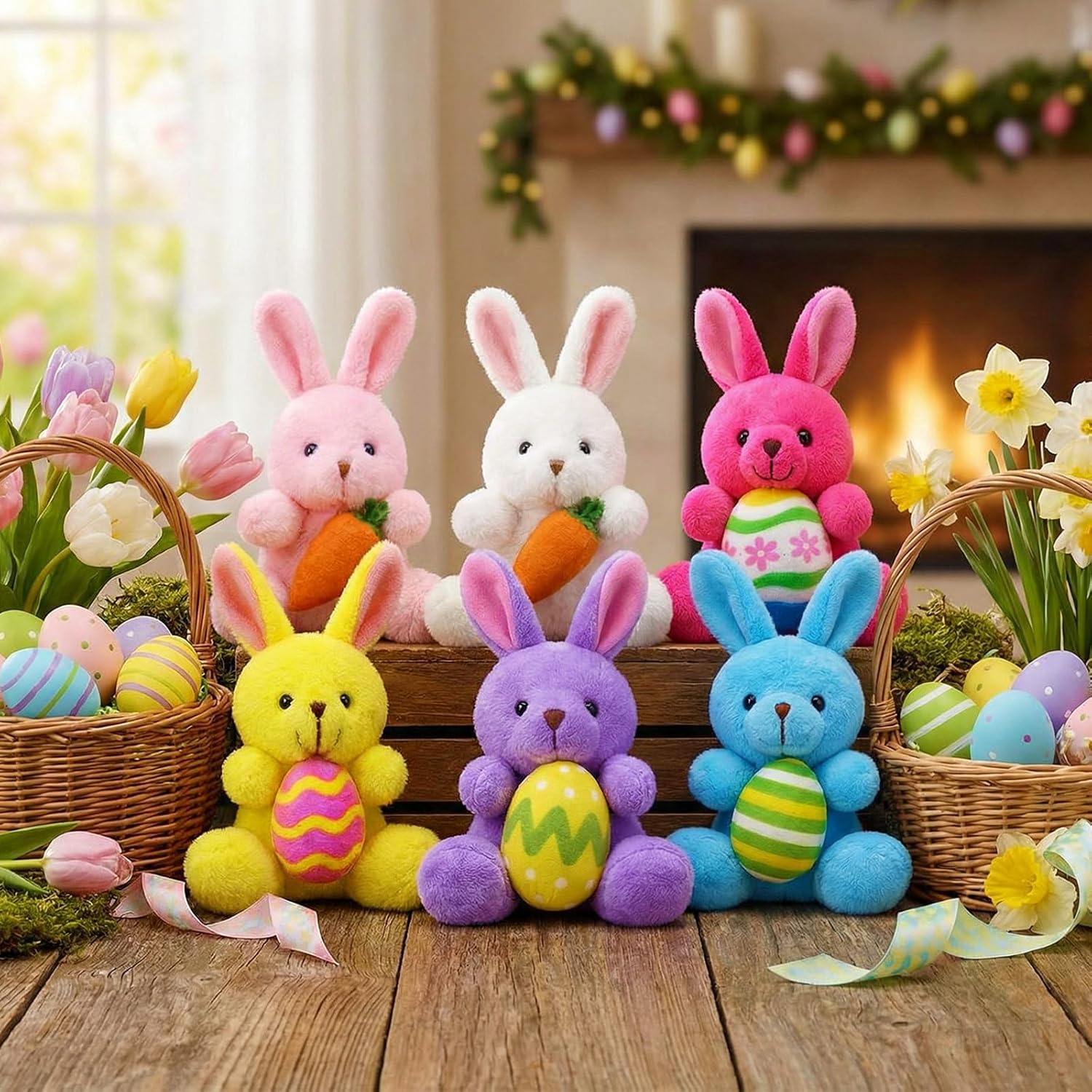 Wettarn 36 Pack 4 Inch Easter Mini Plush Bunny Toys Assorted Colors Rabbit Animal Stuffed Toys Perfect for Easter Egg and Basket Fillers Party Favors and Decorations (Creative)