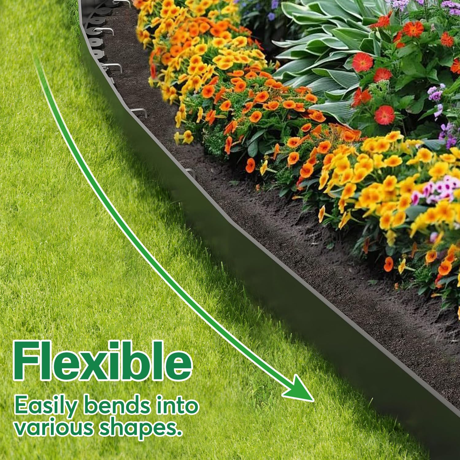 Bordure De Jardin 10m Plastique Flexible Avec 30 Piquets - Hauteur 50mm Pour Pelouse Et Allées