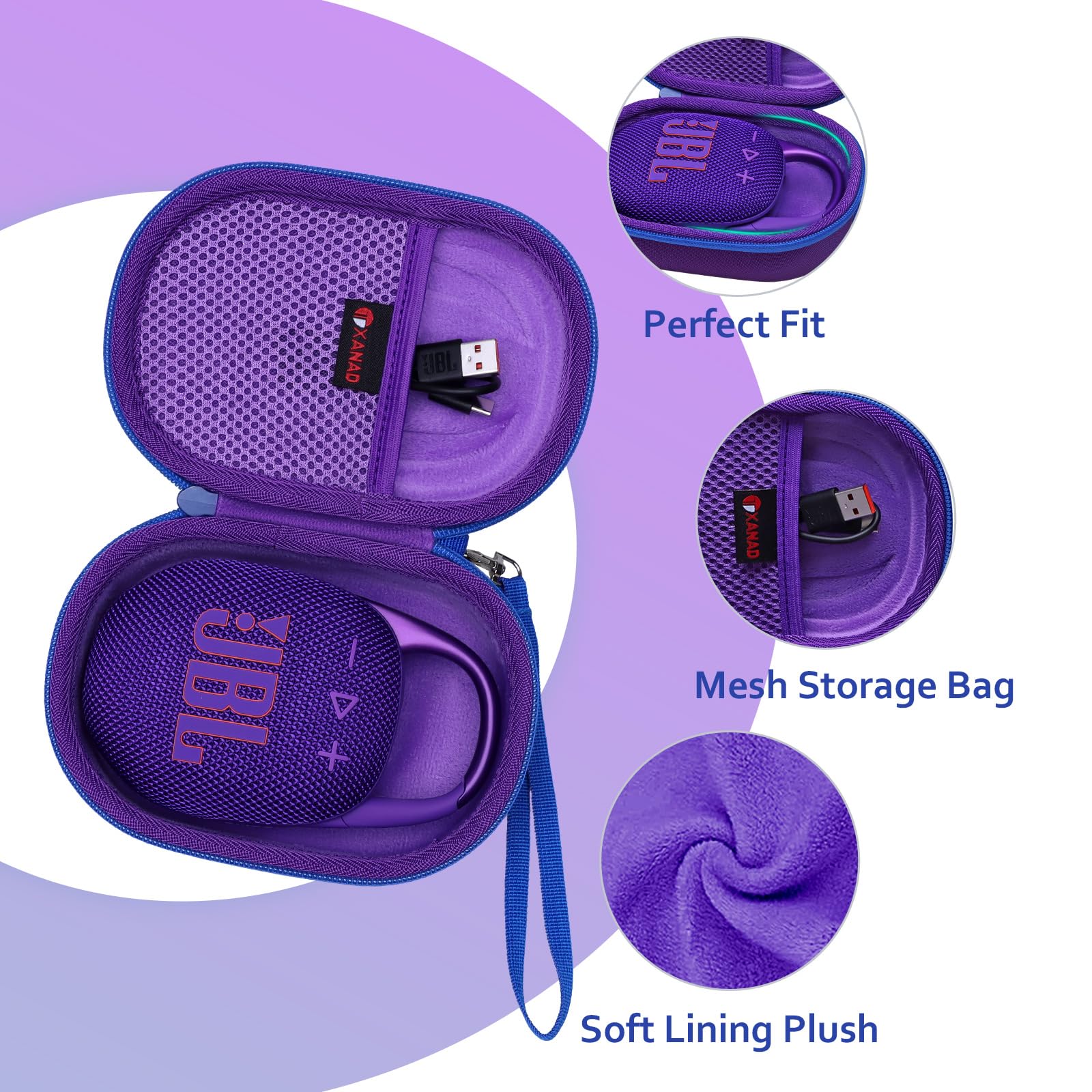XANAD Hard Case for JBL Clip 5/Clip 4/Clip 4 Eco or Soundcore Select 4 Go Portable Bluetooth Speaker(Purple)
