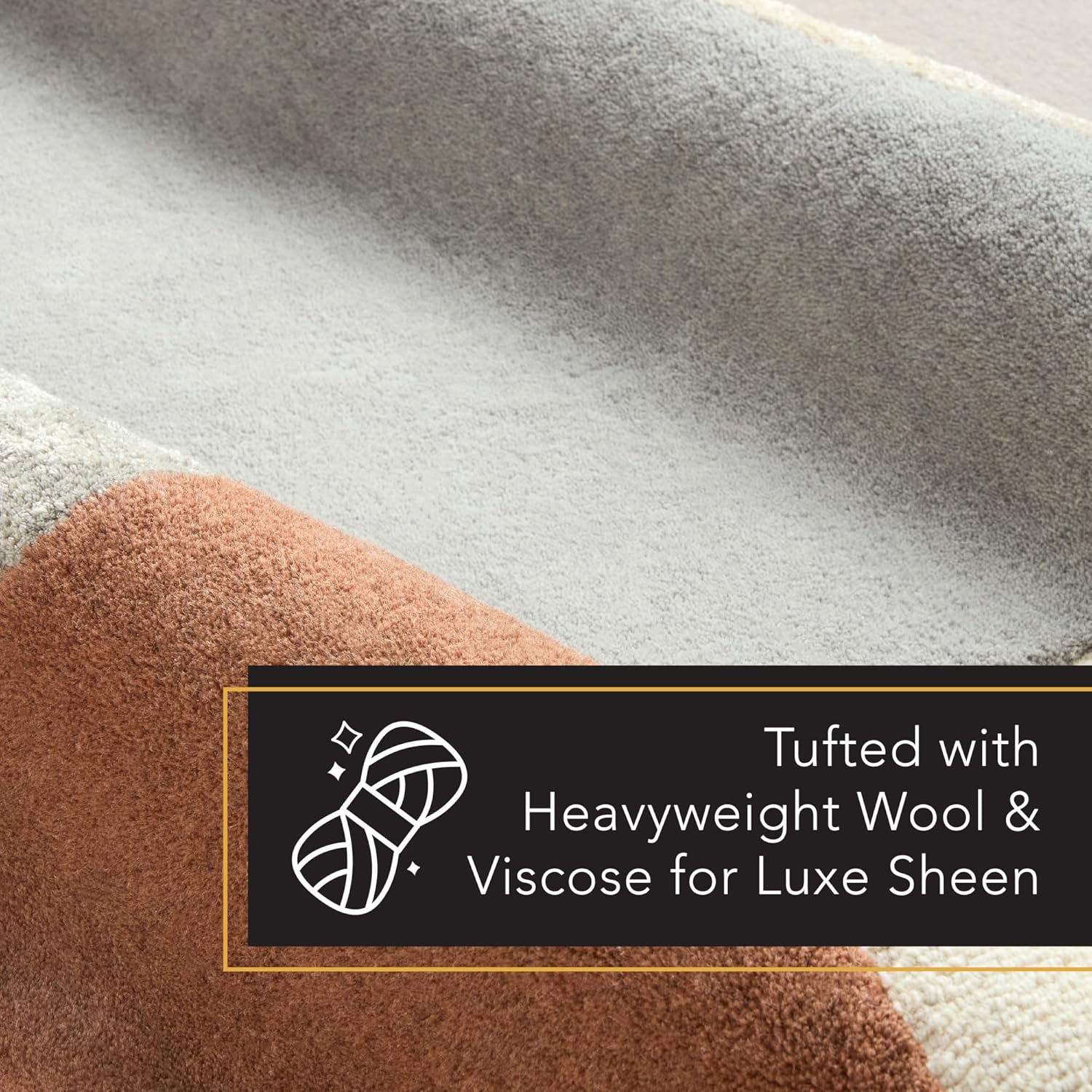Beige and Rust Abstract Wool and Viscose 5' x 7' Area Rug