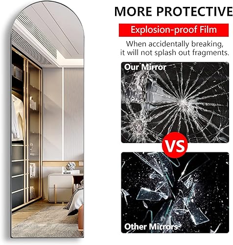 Miniatura 5 de Kasibie Espejo de longitud completa de arco, 47 x 14.5 pulgadas, montado en la paredsobre la puerta, colgante largo para dormitorio, sala de estar