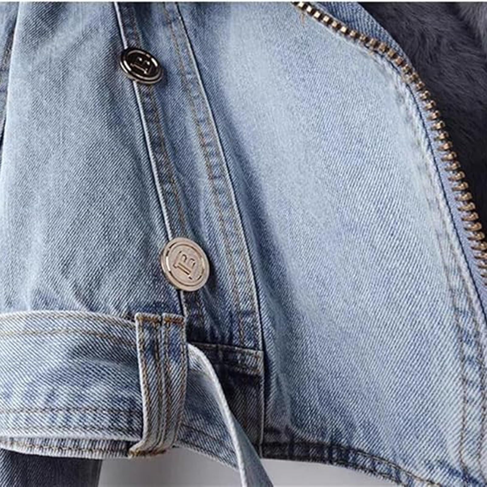 Chaqueta Vaquera con Piel para Mujer, Chaqueta de Invierno Tallas Grandes Forrada Chaqueta de Piel, Vaqueros Abrigo Vaquero Acolchado Chaquetas de Invierno, Chaquetas Vaqueras Cálidas de Invierno