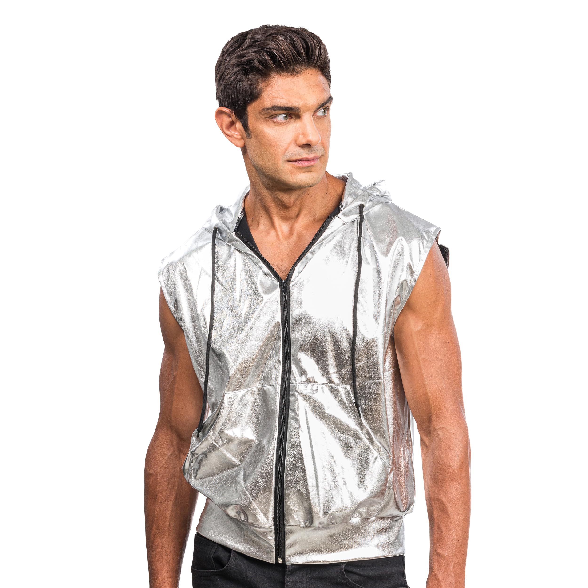 Chaks C4693L Hooded Vest, Solid, Silver, L