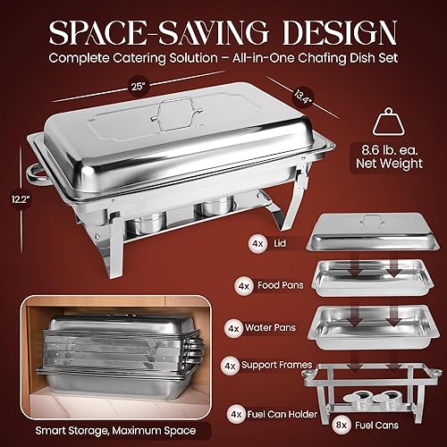 Miniatura 7 de Platos de roce para buffet 9QT, paquete de 4  2 pinzas gratis  Instalación sin tornillos  Calentador de alimentos de acero inoxidable para catering