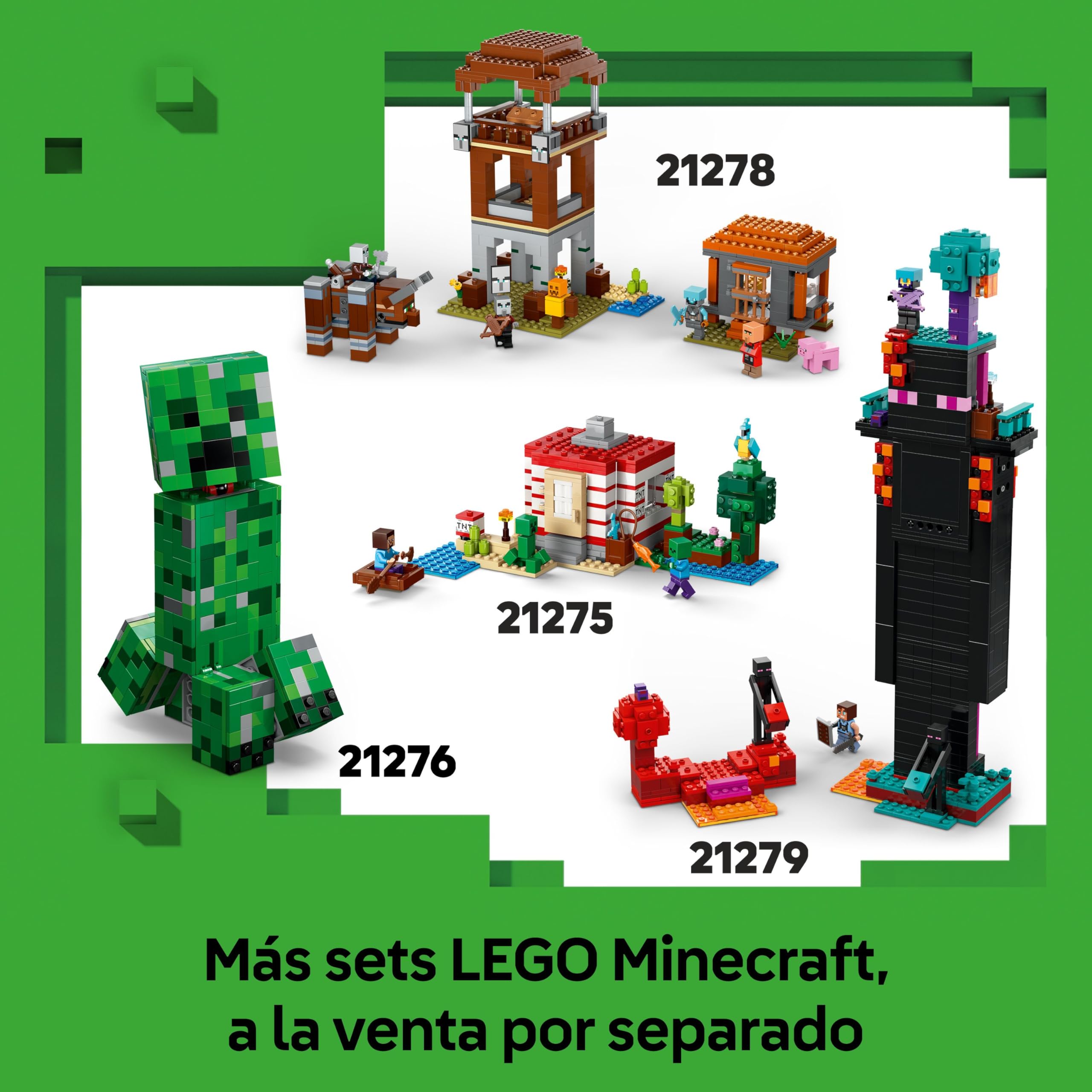 LEGO Minecraft La Mina del Pico - Juguete Interactivo - Figuras de Alex, Minero y Jinete Arácnido Errante - Regalo Gamer Coleccionable para Niños y Niñas de 8+ Años 21277