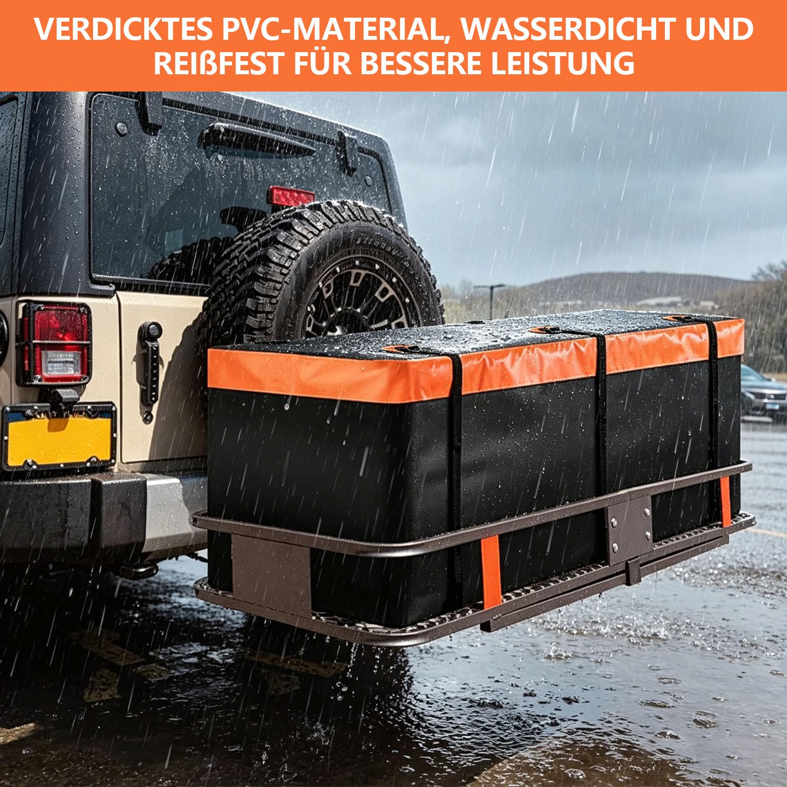 Heckbox für Anhängerkupplung, 566L Faltbare, Reißfest PVC wasserdichte