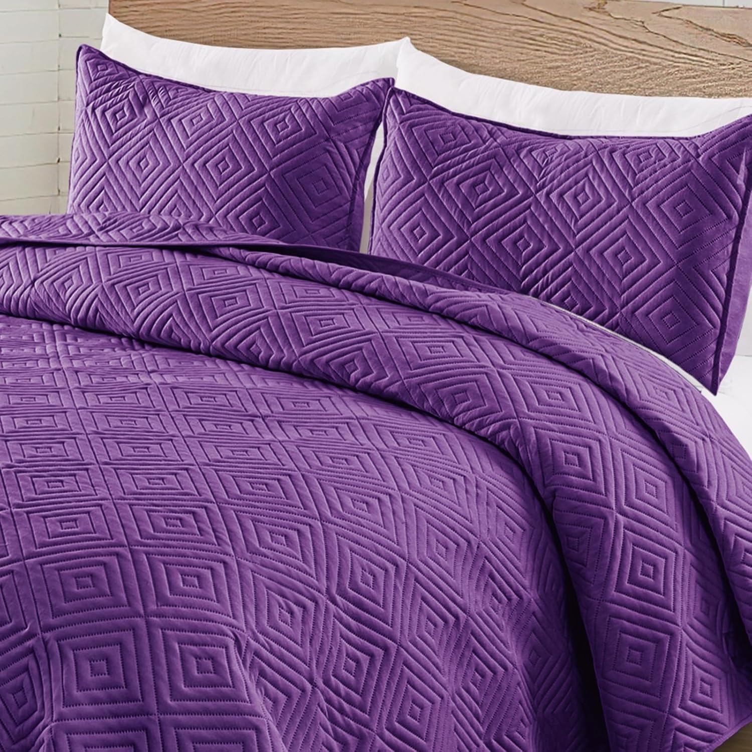Exclusivo Mezcla Quilt Set Queen Full Size, Soft Purple