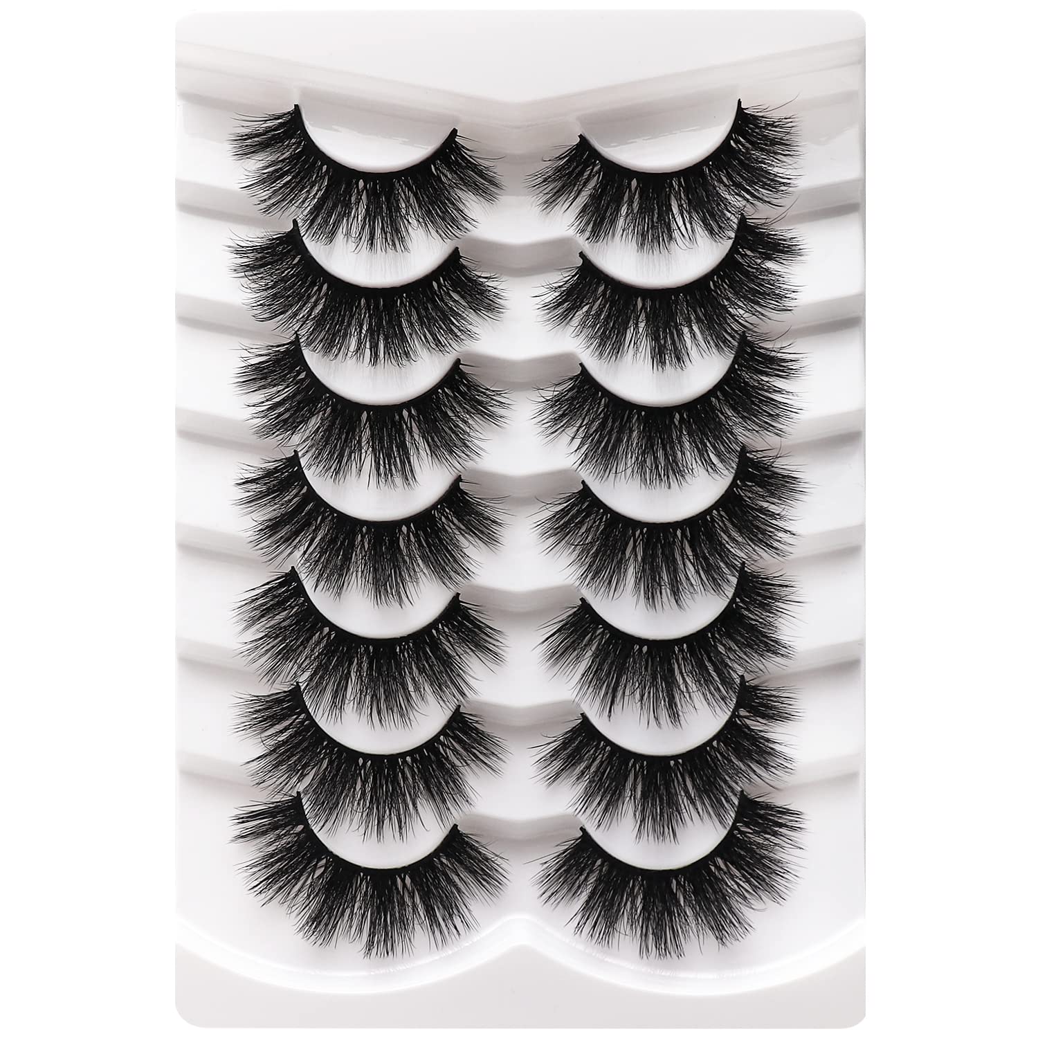 VeleashaFalse Eyelashes Wispy Faux Mink Lashes Fluffy Handmade Fake Eyelashes Natural Look 7 Pairs Pack Luxury Fake Lashes (610)