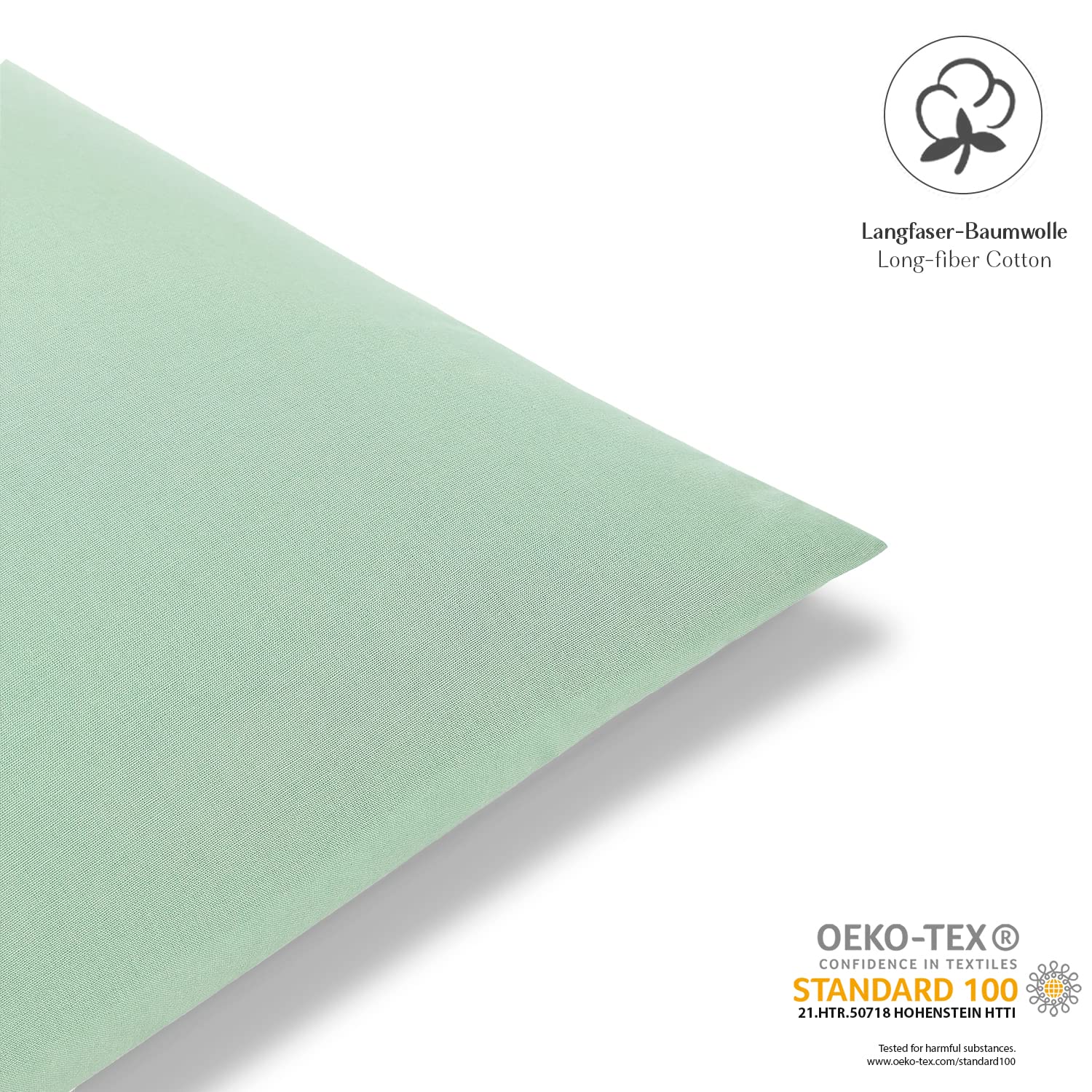 Alreya Renforcé Housse de Couette 100% Coton - 155 x 220 cm - Parure de lit avec 1 taie d'oreiller 80 x 80 cm avec Fermeture éclair - Vert