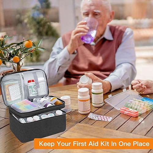 Miniatura 6 de Bolsa de medicina para viajar, organizador de botellas de píldoras y almacenamiento