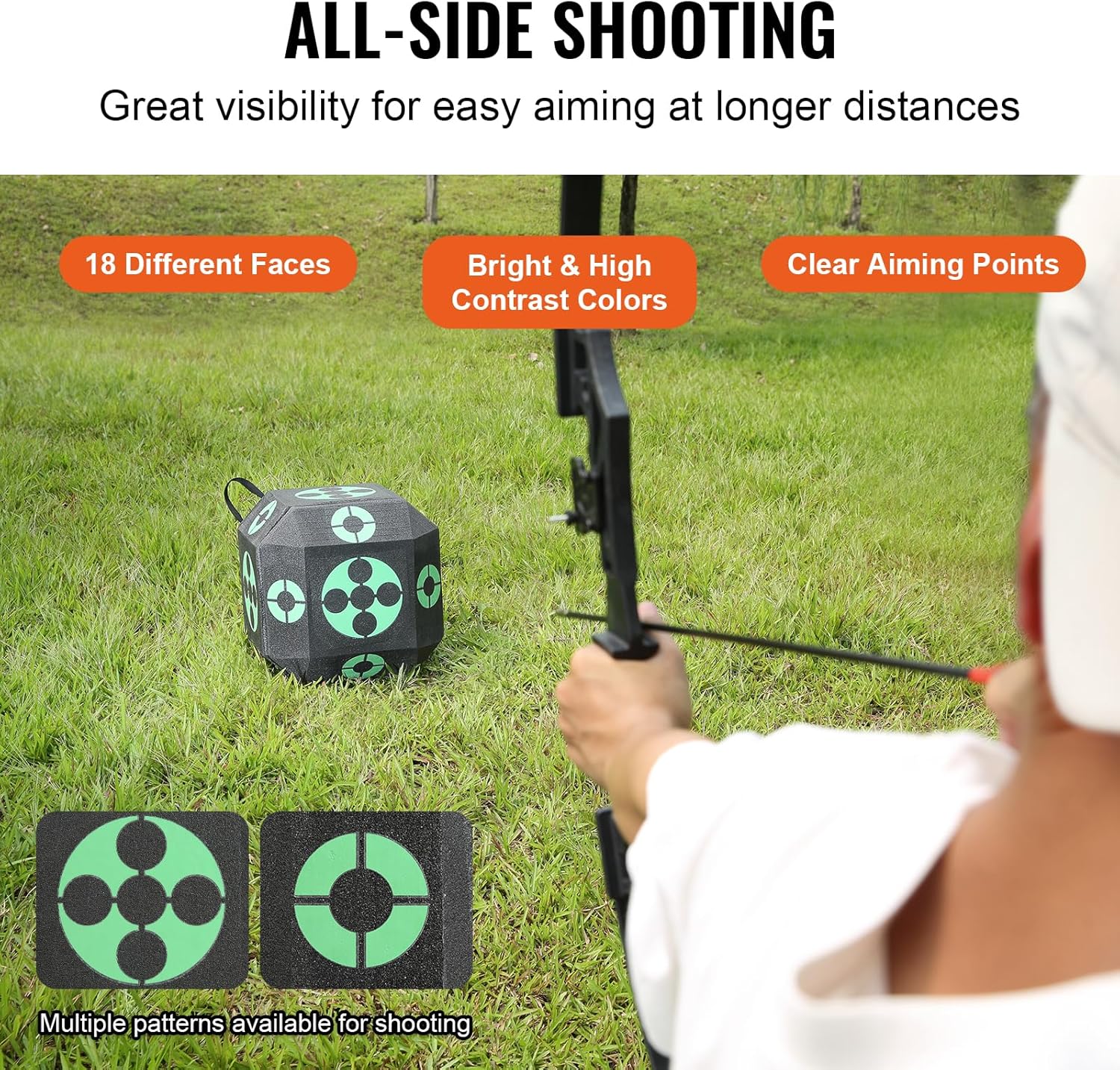 VEVOR15 x15 All-Side Shotting Archery Arrow Target, Outdoor Portable Archery Target with Carry Handle, Easy Arrow Removal, Great Visibility, Lightweight, Easy to Transport, Black