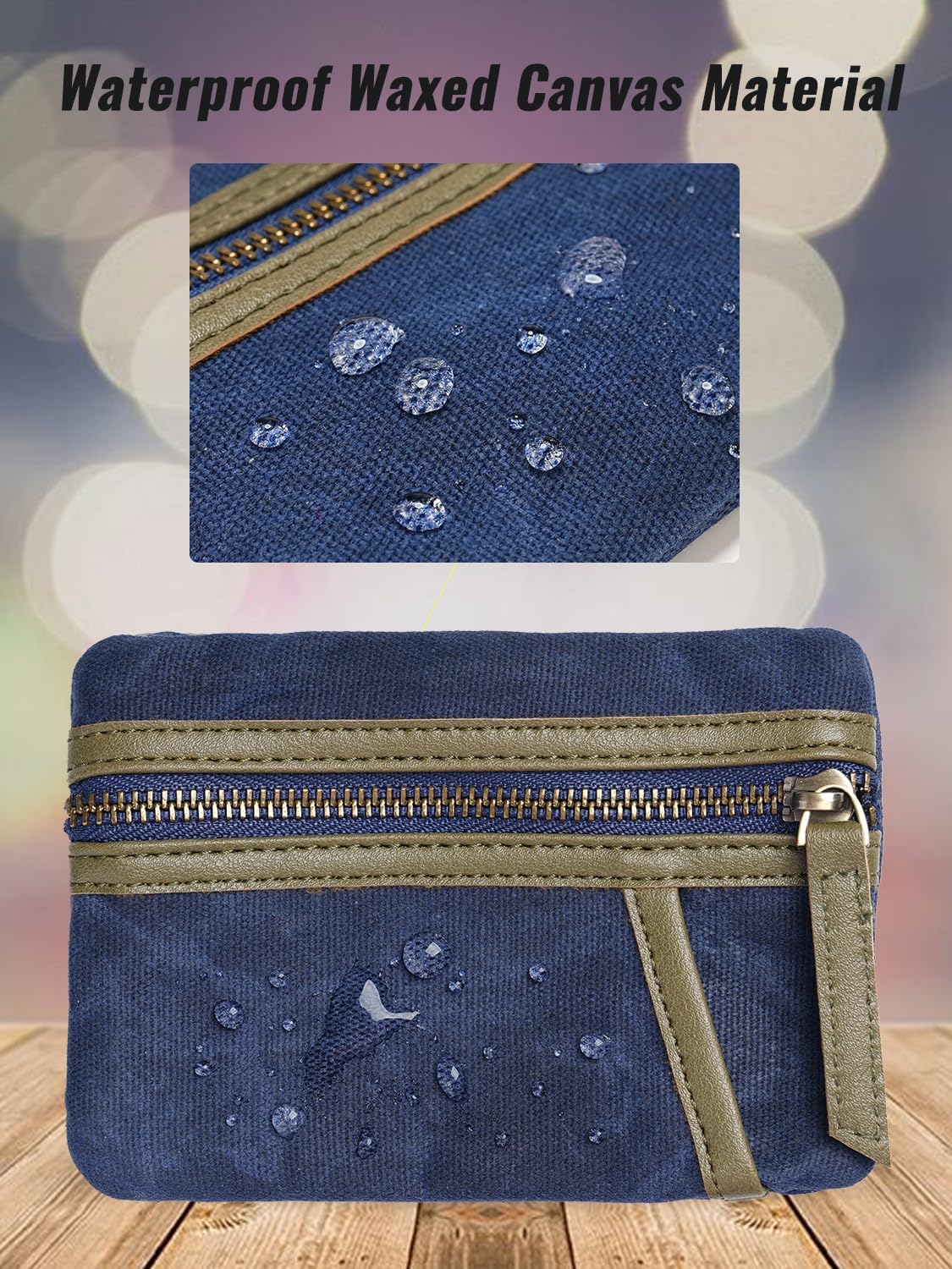 Sayram SP6 EDC Pouch, Waxed Canvas Compact Pocket Organizer, EDC Pocket Pouch for Men, Zippered Pocket Pouch, Mini EDC Organizer for Everyday Carry, Multitool Organizer Pouch (Oil Wax Dark Blue) image 3