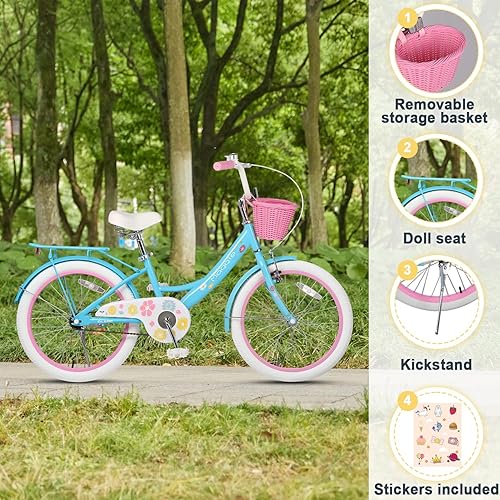 Miniatura 64 de Glerc Maggie Girls Bike, 12-20 Inch Kids Bike for 2-13 Years Old Children, Princess Style Kids Bicycle with Doll-Seat & Basket & Training Wheels,