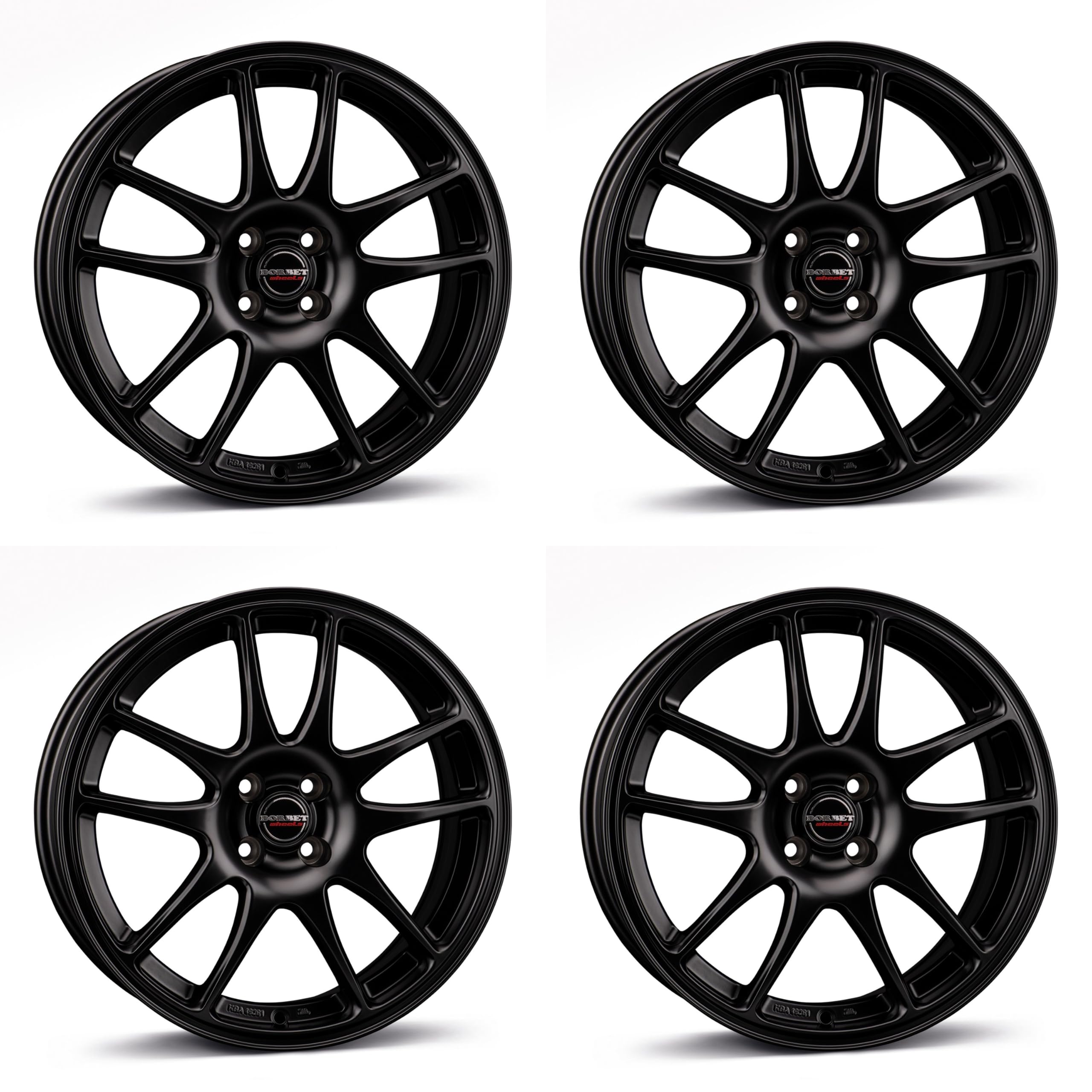 4x Borbet Felgen RS 7.0x17 ET35 4x100 black matt kompatibel mit Renault Captur Clio Grand Modus Mégane Scénic Zoe
