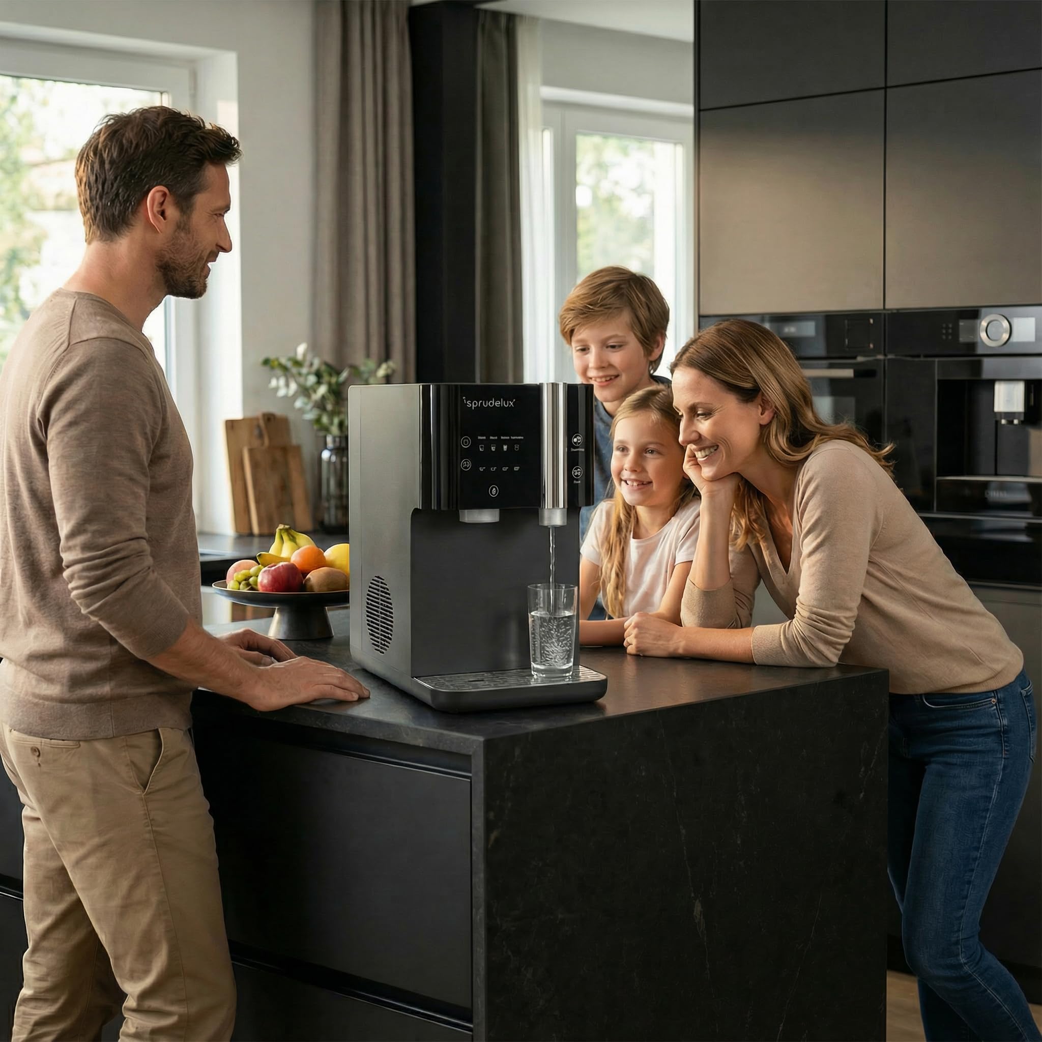 SUPREME - SPRUDELUX SUPREME - Distributeur d'eau avec eau gazeuse et eau chaude - Osmose inverse Direct Flow avec UVC - Filtre à eau avec CO2 - Appareil de table pour cuisine et bureau