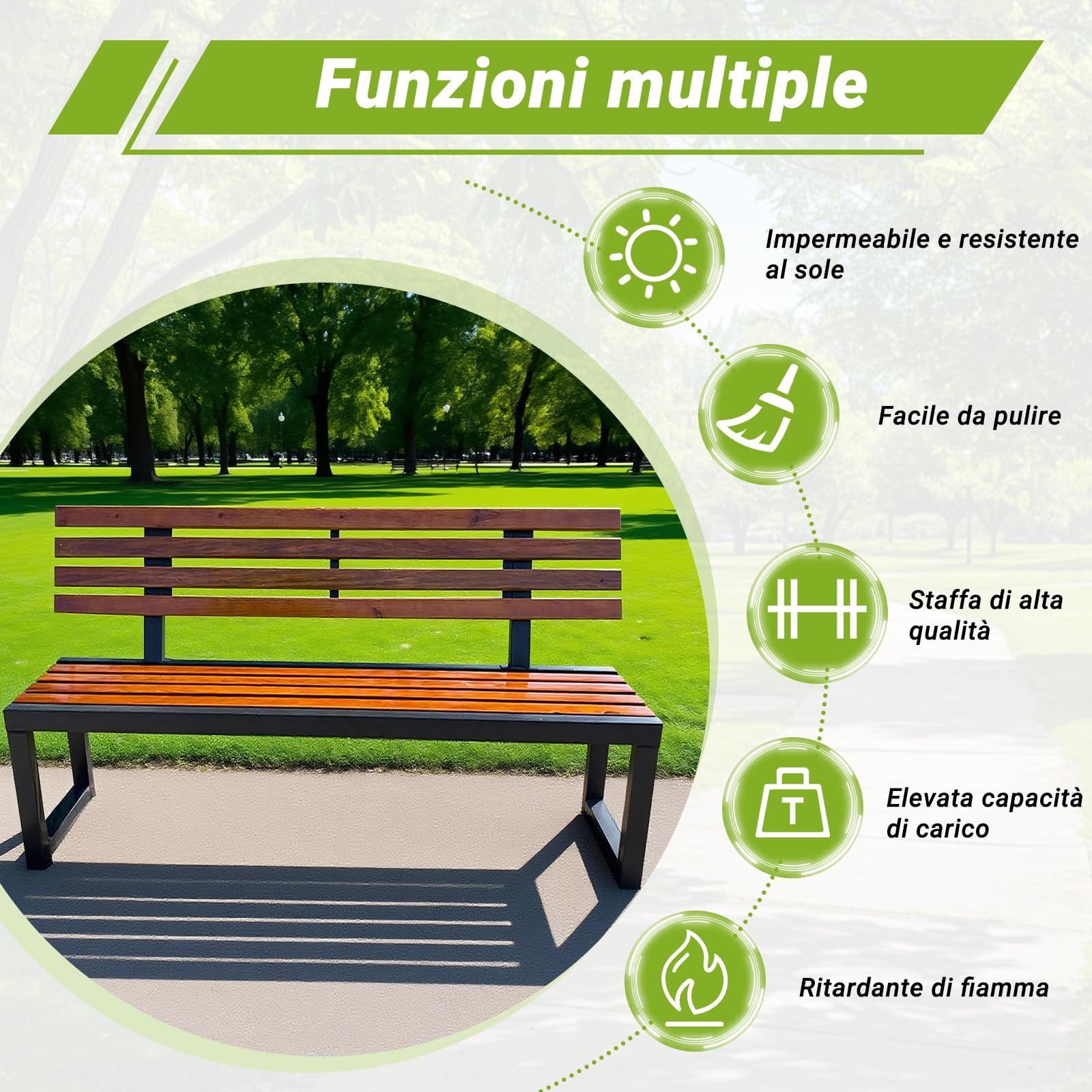 Panca da Giardino, panchine da Patio, Panchine da Esterno per Patio, Panca da Giardino in Metallo, per Portico, Prato, Balcone e Cortile(Dimensioni: 120x40x85cm)