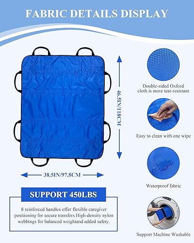 Miniatura 2 de SPRING SEAON Almohadilla de cama de posicionamiento de pacientes con asas, hoja de transferencia y deslizamiento para cuidado de ancianos