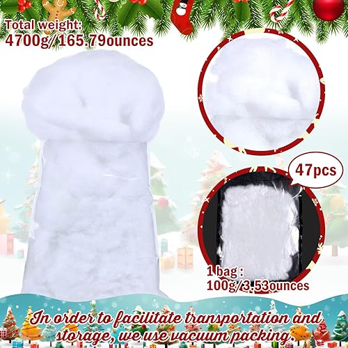 Vista 22 de Shappy 7.05 onzas/7.05 oz de nubes falsas de Navidad, decoración de nieve, fibra de nube blanca artificial, nieve sintética, para interiores, suave
