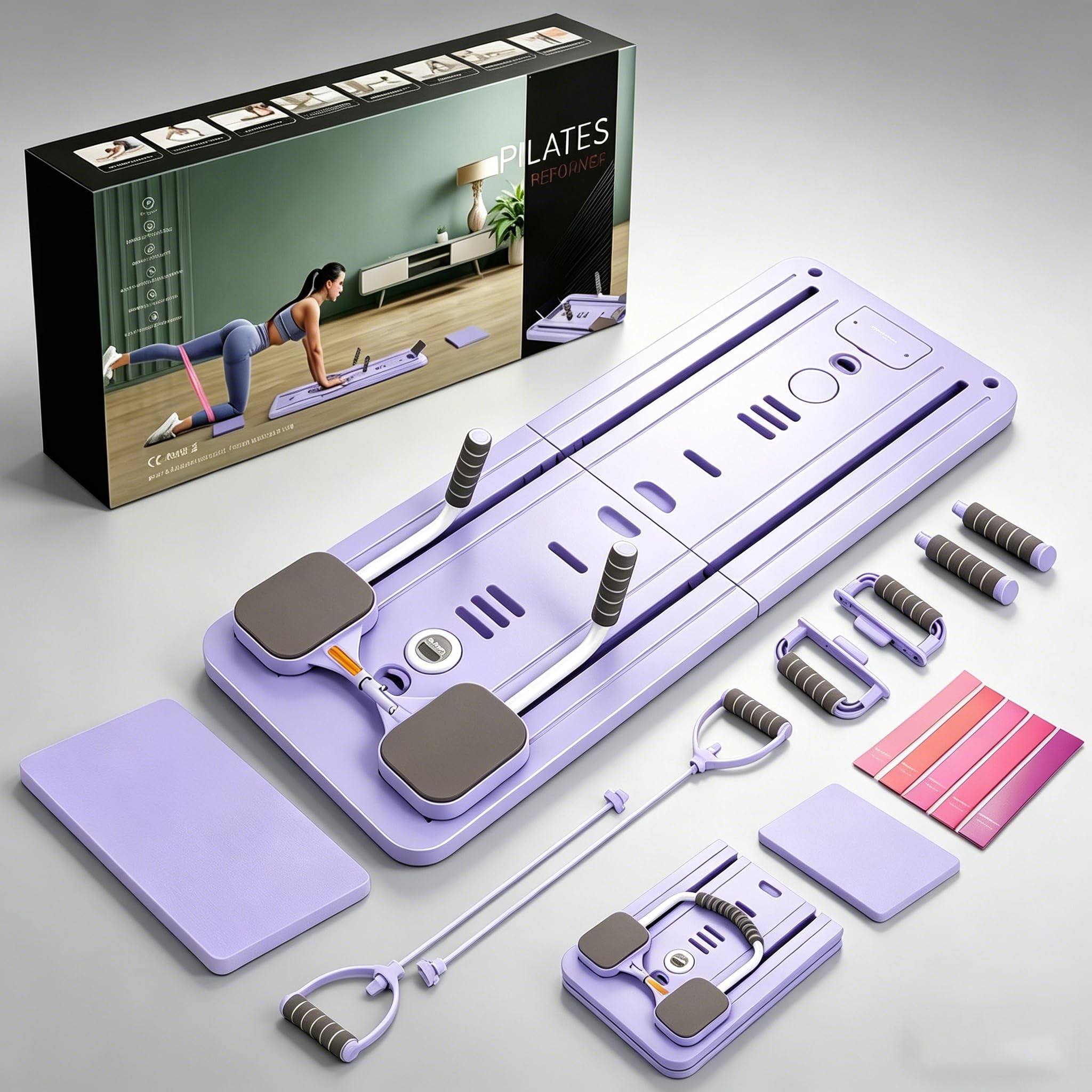 Appareil de Pilates Pliable, Pilates Reformer Multifonctionnel pour Tout le Corps
