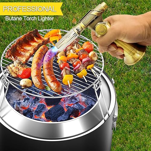 Miniatura 5 de FunOwlet Encendedor de butano recargable, sopletes de soldadura de metal de alta calidad con llama de precisión ajustable para cocina culinaria