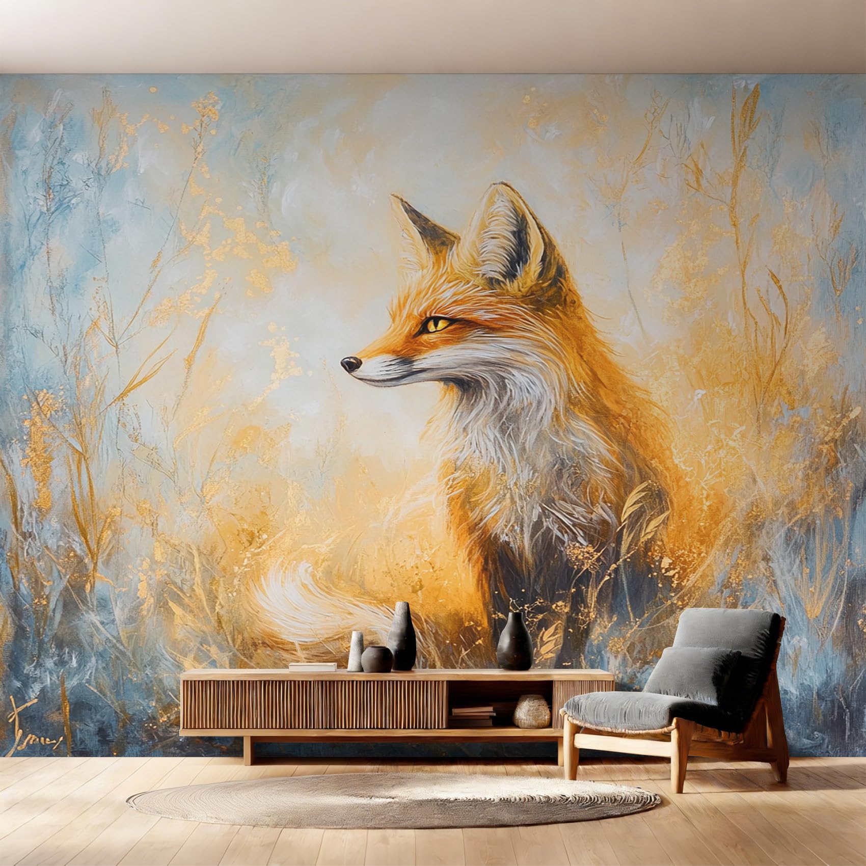 Fresque murale intissé renard grand format design haut de gamme