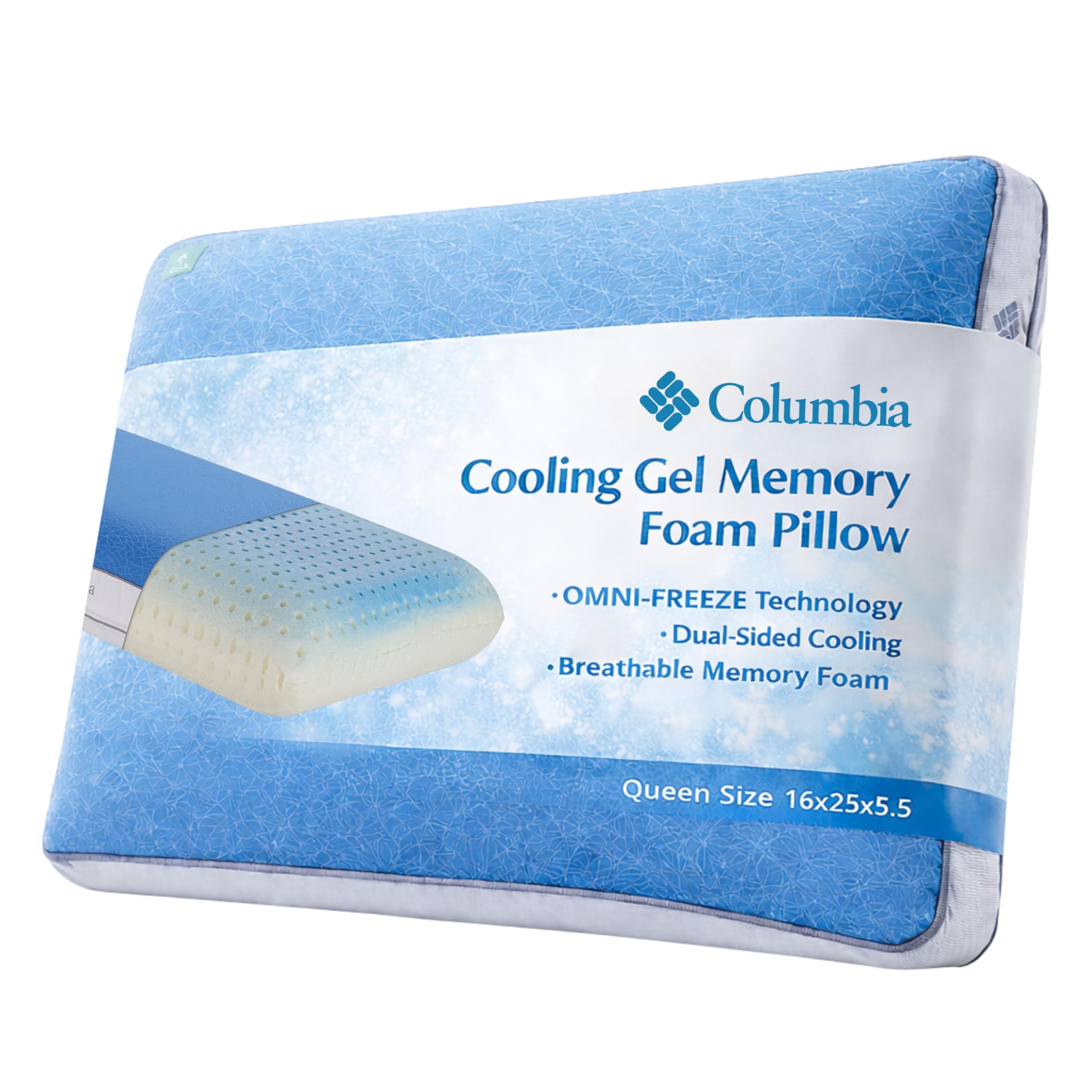 Cooling Gel Memory Foam Pillow - Comfortable and Supportive with Cooling & Breathable Features - Removable Washable Cover, Queen
