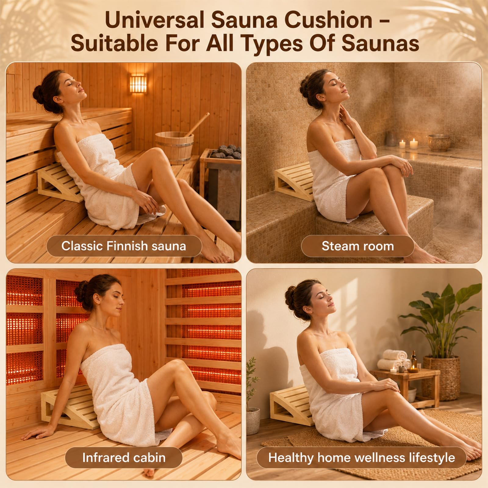 2 poggiatesta per sauna in legno, ergonomico, con schienale curvo e poggiatesta, in legno, per tutti i tipi di sauna
