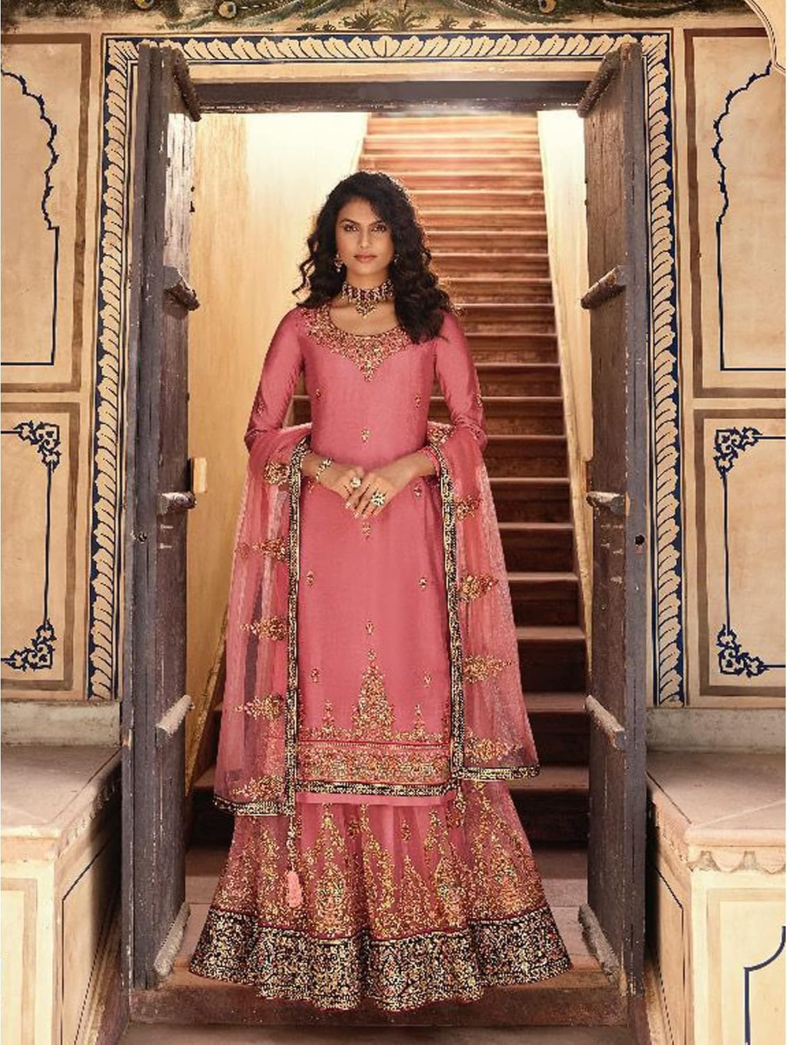 Traditional Wear Pakistani Designer Readymade Shalwar Kameez Lehenga Dupatta Suits (2 US XX-Small (Chest-34 Waist-30), Choice 1)