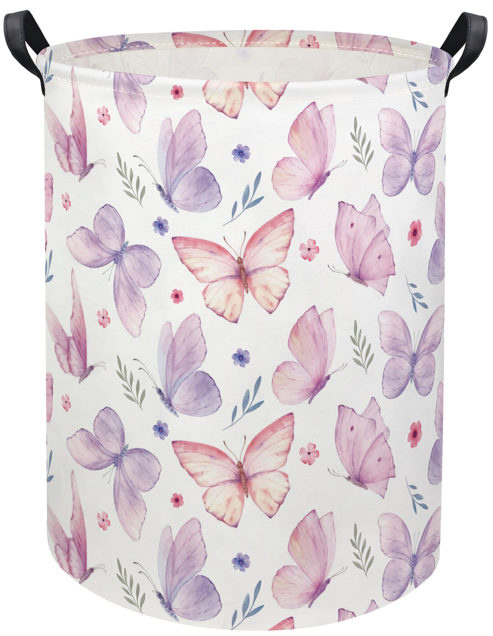 HIYAGON Butterfly Baby Laundry Basket Baby Hamper for Nursery Girl Kids Butterfly Hamper Cute Kids Toys Storage Bin Organizer Butterfly Room Decor for Home(Watercolor Butterfly)