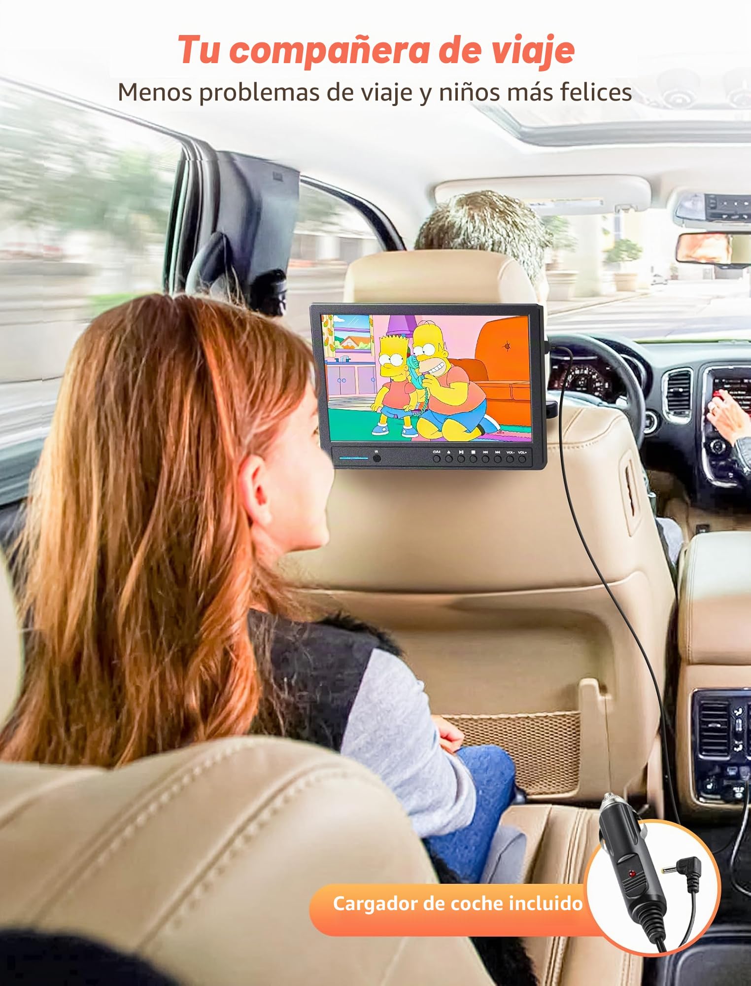 Arafuna 12.5" DVD Coche Portátil con HDMI, Reproductor de DVD para Reposacabezas con Auriculares Soporte MP4/ 1080P/ MKV/USB/SD/AVI, AV- In/out