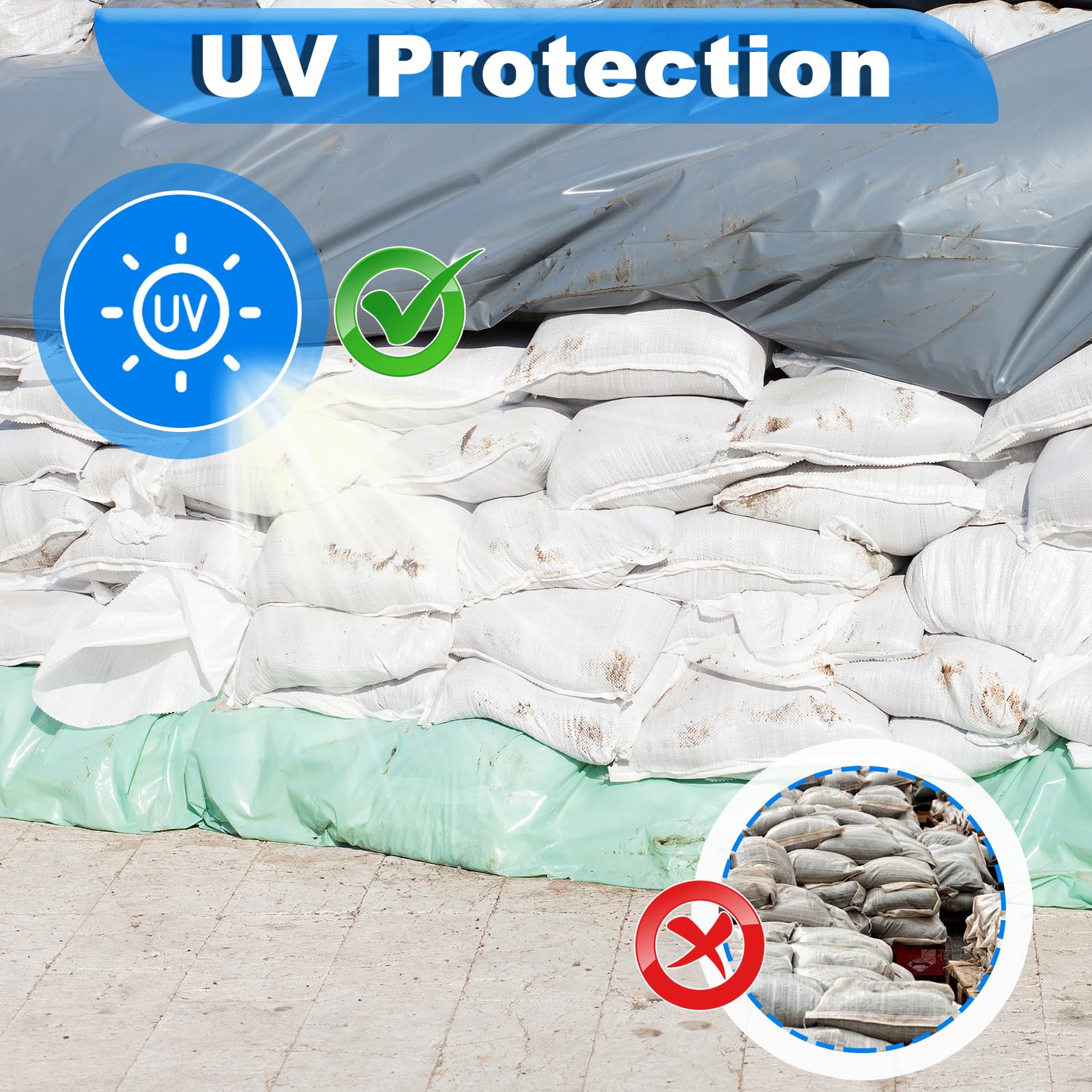 WOPPLXY Paquete de 30 sacos para escombros de 65 x 105 cm de PP blanco para protección contra inundaciones