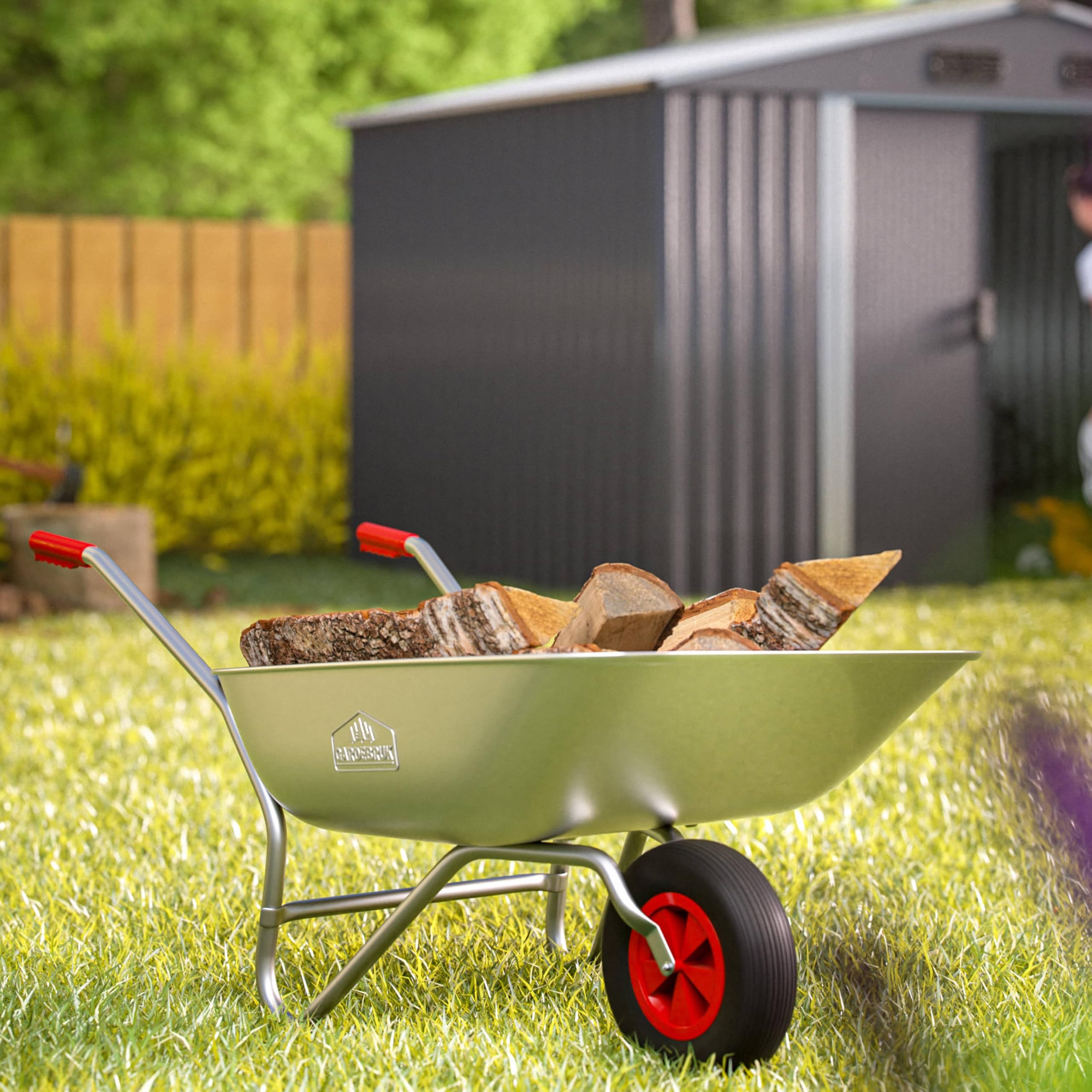 GARDEBRUK® Schubkarre 80 Liter bis 100kg Luftreifen mit Stahlfelge verzinkt Garten Bauschubkarre Gartenschubkarre