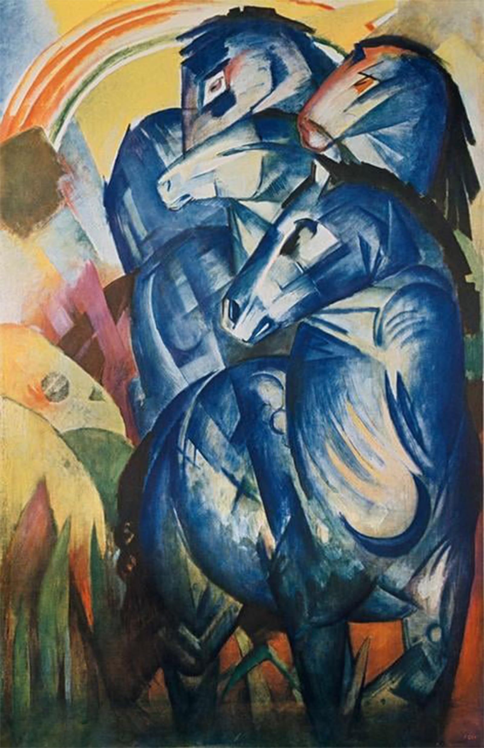 ARTXLXXBN Famous Painting Art Wall Decor Abstract Art Picture the Tower Ofhorses by Marc Animal Pictures for Home Decor 60x90cm